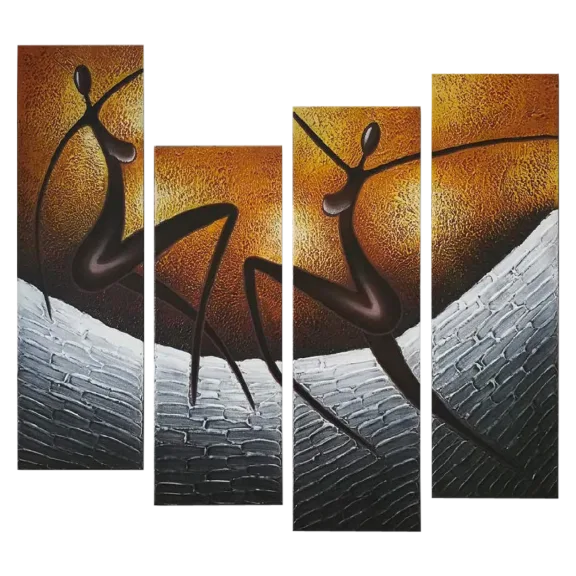 Wieco Art African Dancers Abstract Oil Paintings on Canvas