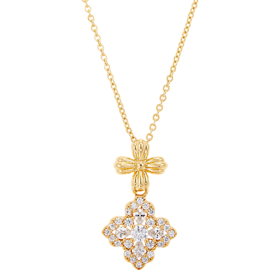 Savvy Cie Fleur-de-Lis Pendant Necklace with Cubic Zirconia