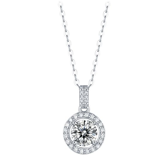 Stella Valentino 1.0 Carat TW Moissanite Halo Cluster Drop Pendant Necklace