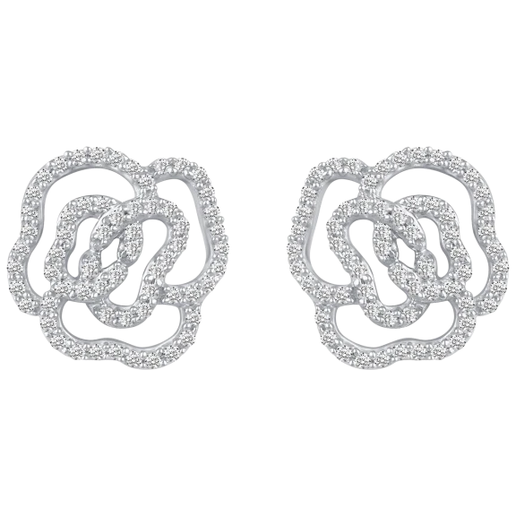 Prime and Pure Rose Gorgeous Camellia Flower Stud Earrings 925 Sterling Silver