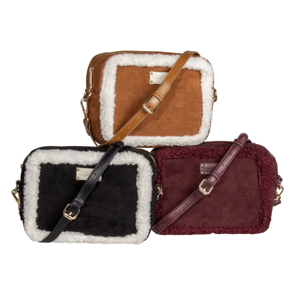 BEARPAW Shearling Trim Camera Bag Crossbody