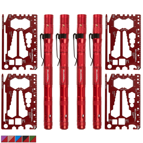 4-Pack: Bell + Howell 9-in-1 Super Deluxe Tactical Pen with Tool Card