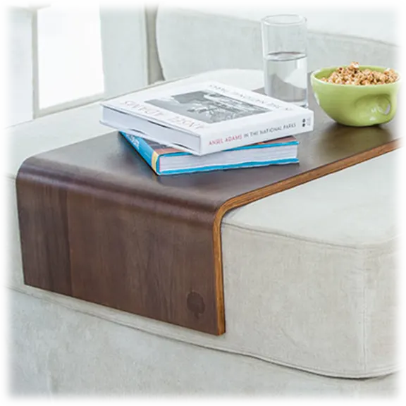 Lovesac 5 Series Ottoman with optional Dark Walnut You-Table
