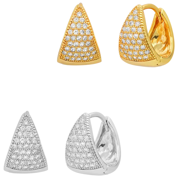 Steeltime Ladies .23ct Simulated Diamond Pyramid Hoop Earrings
