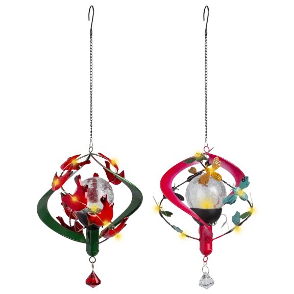 Exhart Solar Metal And Glass Hanging Crackle Ball