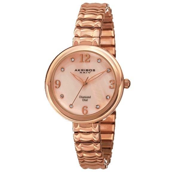 Akribos XXIV Women's Diamond & Mother of Pearl Bracelet Watch