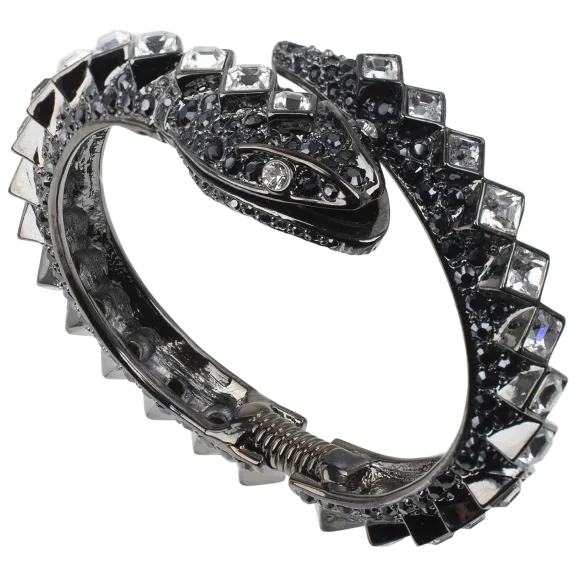 Kenneth Jay Lane "Fit for a Royal" Diamond Back Serpent Bangle Bracelet