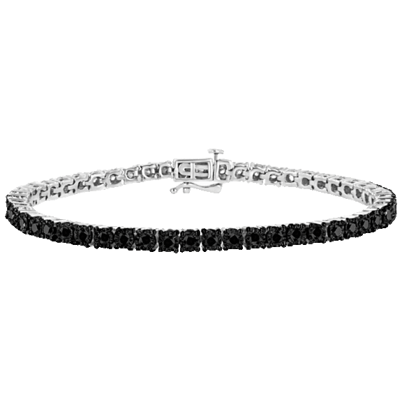 Haus of Brilliance .925 Sterling Silver Black Diamond Tennis Bracelet