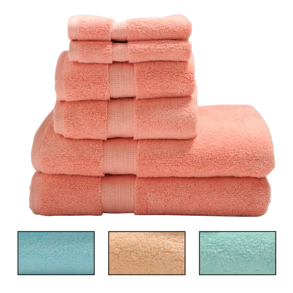 Revival 6-Piece Zero Twist 100% Egyptian Cotton Towel Set