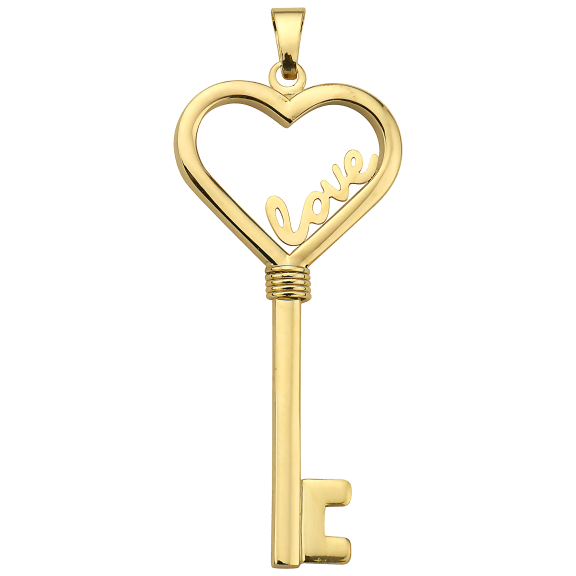 Pori Jewelers 14K Yellow Gold Love Hearty Key Cute Pendant