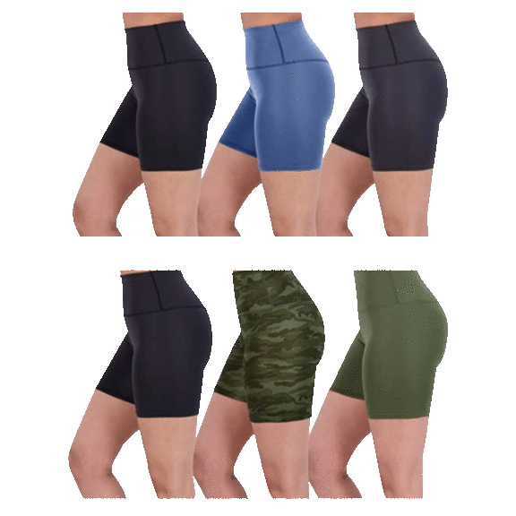 6-Pack: Women's Active Athletic High-Waisted Biker Shorts
