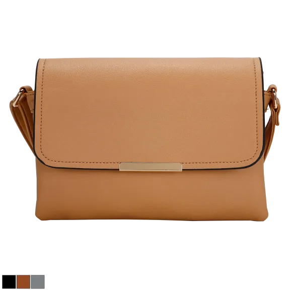 La Terre Vegan Leather Triple Compartment Messenger Crossbody