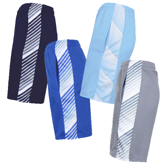 4-Pack: Women's Assorted Moisture Wicking Performance Fashion Stripe Shorts