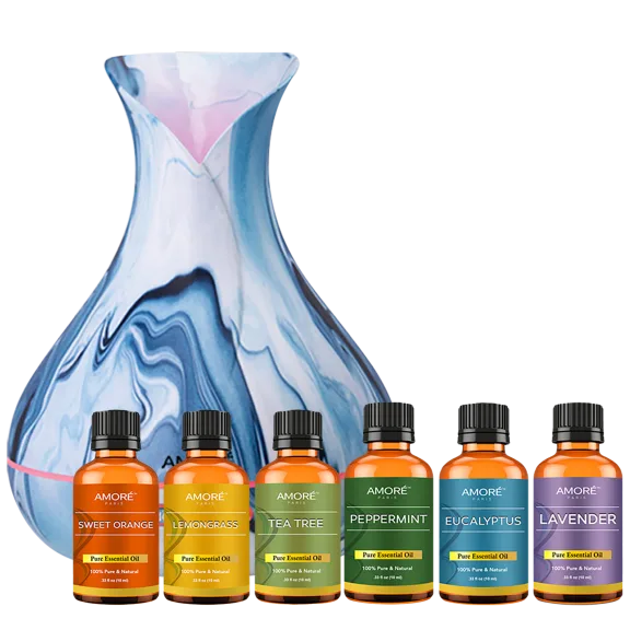 Amore Paris Hydro Dipped Ultrasonic Aromatherapy Diffuser w/ Essential Oil Set 1