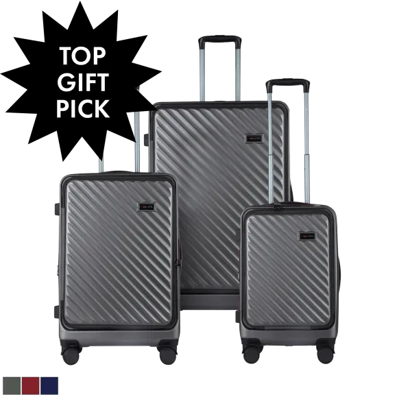 Solite 3-Piece Hardside Luggage Set with Cup Holder and Laptop Compartment