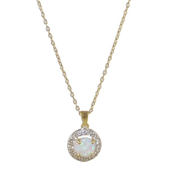 Savvy Cie 18K Gold Vermeil Opal Halo Pendant