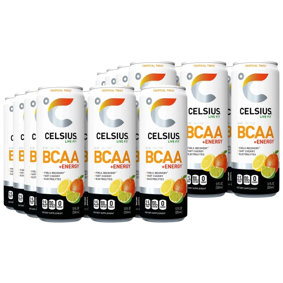 24-Pack: Celsius BCAA+ Energy Drink 12 oz (Tropical Twist)