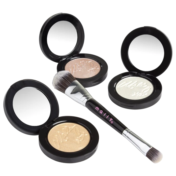 Mally "Effortlessly Airbrushed" Highlighter Trio with Double-Ended Brush