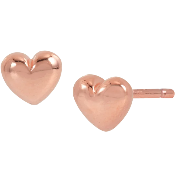 Savvy Cie 18K Rose Gold Micro Heart Earrings