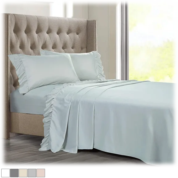 Posh Home Double Brushed Extra Soft Sheets with Double Ruffle Accent