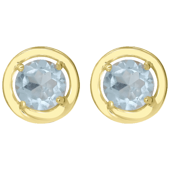 Gemistry Gold over Sterling Silver Genuine Stone Halo Stud Earrings