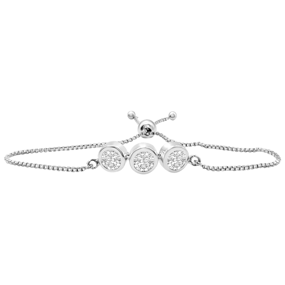 3 Carat TW Moissanite Bolo Bracelet In Sterling Silver (Adjustable 6"-9")