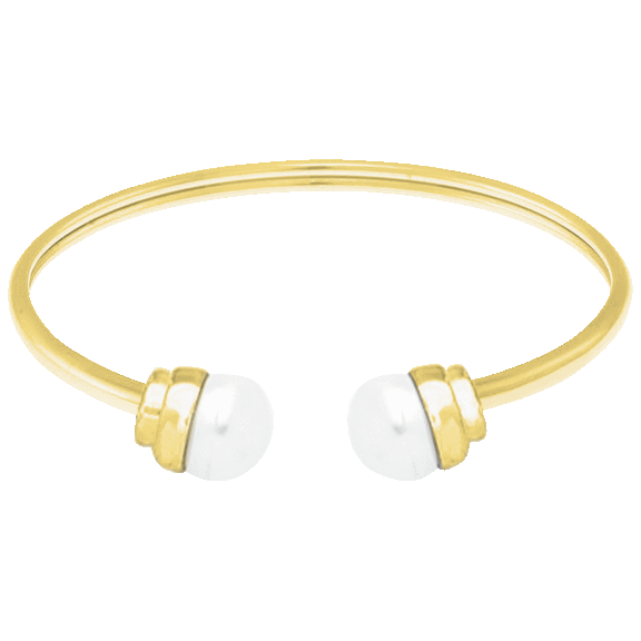 Savvy Cie Genuine Cultured Fresh Water Pearl Flex Open Cuff Bangle