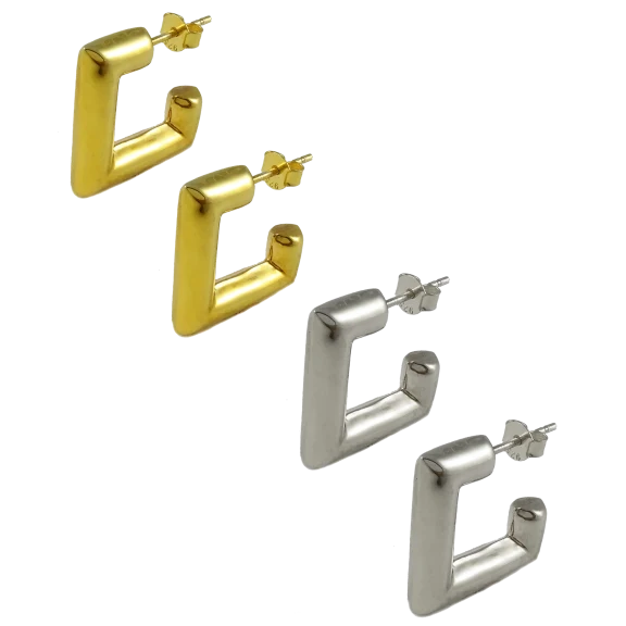 Savvy Cie 18K Gold Vermeil Square Hoop