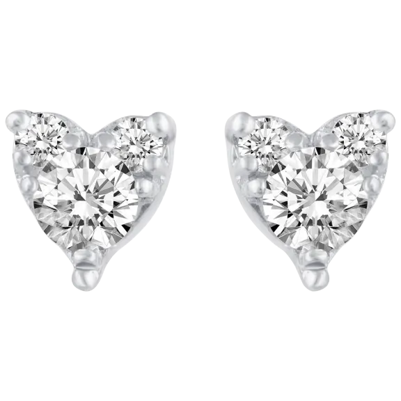 Fifth and Fine 1/4 Carat TW Heart Cluster Diamond Earrings in Sterling Silver