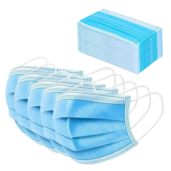 50-Pack: Disposable 3-Layer Face Masks