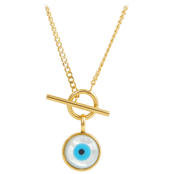 Savvy Cie Toggle Mother Of Pearl Evil Eye Neck