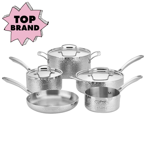 Cuisinart 8-pc Stainless Steel Hammered Cookware Set
