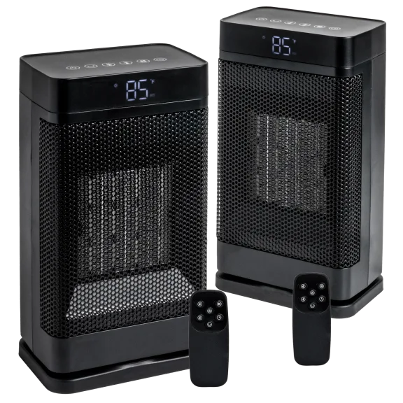 2-Pack: 1500W Oscillating Space Heater w/ 99° Thermostat & Remote