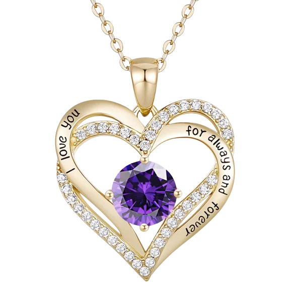 Rachel Glauber Layered ''I Love You'' Simulated Diamond Accents Heart Pendant