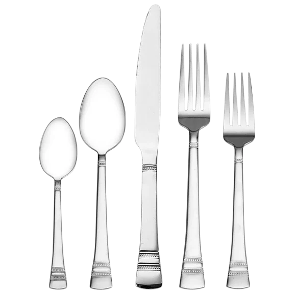 Pfaltzgraff 18/0 Sapphire Bay 42 Piece Stainless Steel Flatware Set