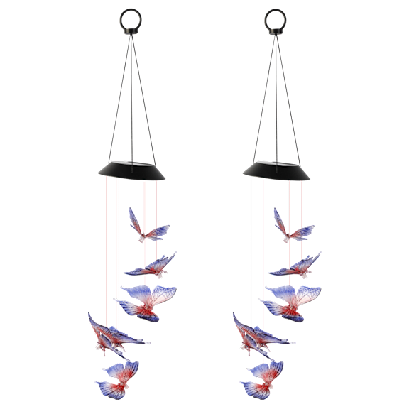 2-Pack: Vistalite Solar-Powered Butterfly Glow Chimes