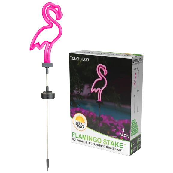 Touch Of ECO Solar Power LED Pink Flamingo Stake Light