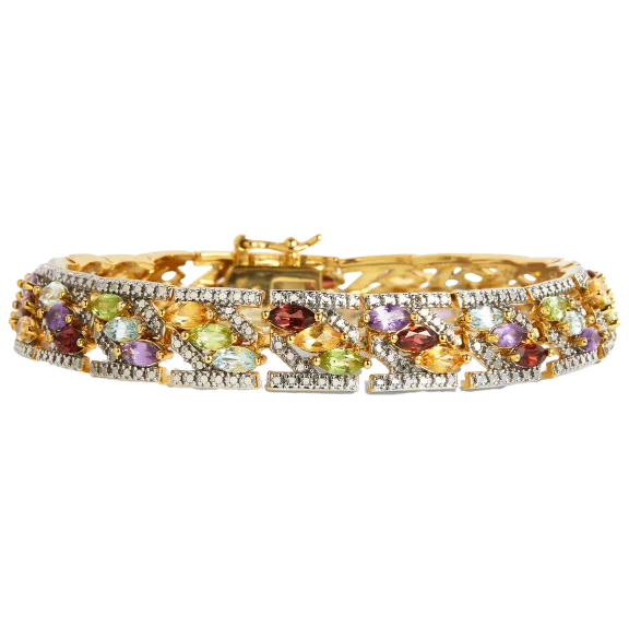 Savvy Cie Genuine Diamond & Multi Color Gemstone Bracelet