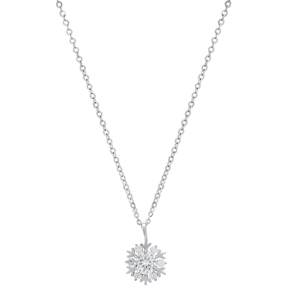 Saffron 0.5 Carat TW Moissanite Snowflake Pendant Sterling Silver Necklace