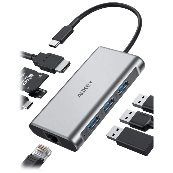 Aukey 8-in-1 Hub Docking Station with USB-C Port