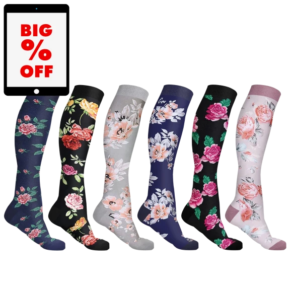 6-Pack: Ciana Floral Compression Socks