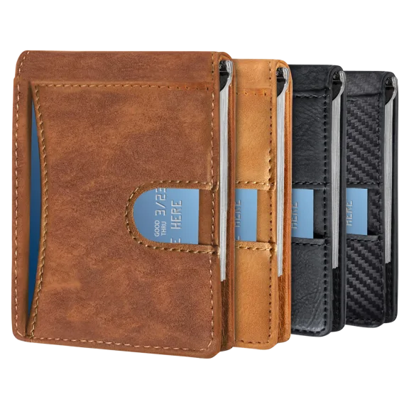 Ciana RFID Blocking Slim Bifold Genuine Leather Minimalist Front Pocket Wallet