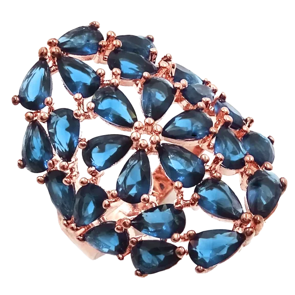 Savvy Cie 18K Rose Gold Sapphire Ring