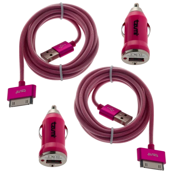 2-Pack: Tzumi 1A Car Chargers with 30-Pin Cables