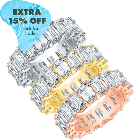 Niss & Niflaot 10 Carat TW Cubic Zirconia Emerald Cut Eternity Band Ring​
