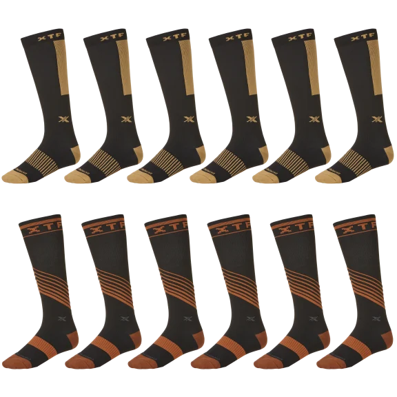 12-Pack: Extreme Fit Copper Infused Anti Fatigue Knee-High Compression Socks