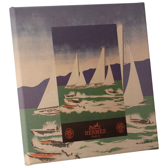 Fairchild Paris Vintage Hermes Sailboats Canvas - 30" x 30"