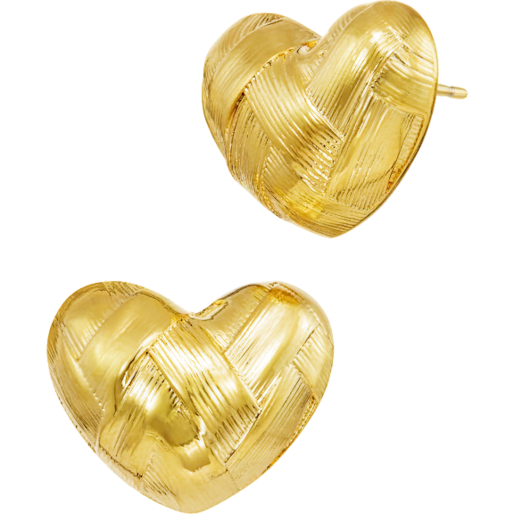 Savvy Cie Basket Weave Wide Heart Earrings or Pendant