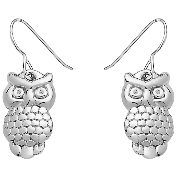 Pori Jewelers .925 Sterling Silver Owl Dangle Earrings
