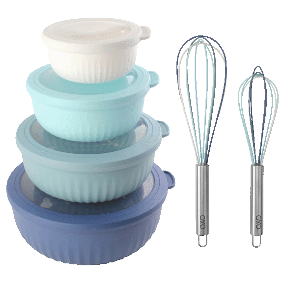 Cook with Color 4-Piece Nesting Bowl Set with 2-Piece Whisk Set